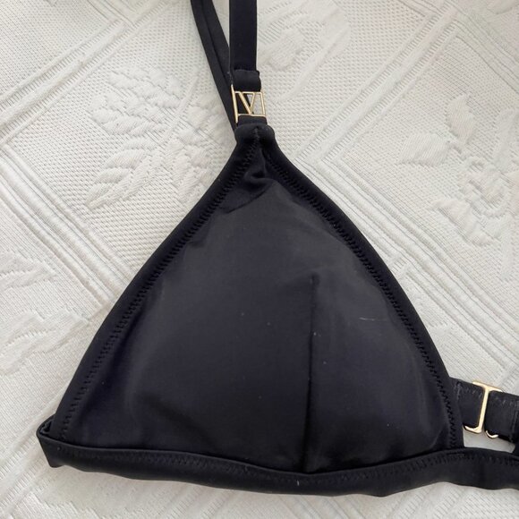 Victoria Secret V hardware Triangle swim top new sz L Black - Picture 3 of 4
